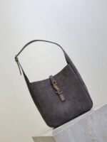 YSL 25S LE 5 À 7 SUPPLE SMALL 23 IN DARK GRAY SUEDE GOLD HARDWARE - Image 7