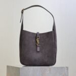 YSL 25S LE 5 À 7 SUPPLE SMALL 23 IN DARK GRAY SUEDE GOLD HARDWARE