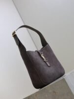 YSL 25S LE 5 À 7 SUPPLE SMALL 23 IN DARK GRAY SUEDE GOLD HARDWARE - Image 6