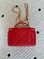 CHANEL 25S VANITY BAG 17 IN RED CAVIAR LEATHER WITH GOLD HARDWARE - Image 13