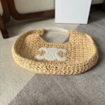 CELINE PANIER HOBO BAG 33 IN RAFFIA AND CALFSKIN LOGO WHITE - Image 5