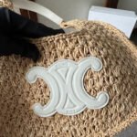 CELINE PANIER HOBO BAG 33 IN RAFFIA AND CALFSKIN LOGO WHITE - Image 11