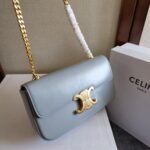 CHAIN EMBOSSED ARMPIT BAG 20 IN COOL GRAY BLUE CALFSKIN - Image 11
