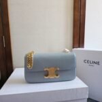 CHAIN EMBOSSED ARMPIT BAG 20 IN COOL GRAY BLUE CALFSKIN - Image 9