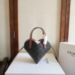 CELINE 25S TEEN COEUR BAG 19 MM IN BLACK TRIOMPHE CANVAS AND TAN CALFSKIN - Image 11