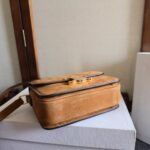 CELINE 25S TEEN TRIOMPHE BAG 18MM IN CARAMEL BROWN SUEDE GOLD HARDWARE - Image 16