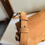 CELINE 25S TEEN TRIOMPHE BAG 18MM IN CARAMEL BROWN SUEDE GOLD HARDWARE - Image 13