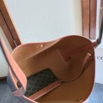 CELINE 25S SOFT SHOPPER BAG 32 IN BLACK TRIOMPHE CANVAS AND BROWN CALFSKIN - Image 4