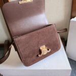 CELINE 25S TEEN TRIOMPHE BAG 18MM IN DARK BROWN GRAINED NUBUCK CALFSKIN - Image 11