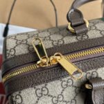 OPHIDIA LARGE BOSTON BAG 31 IN BEIGE EBONY GG BROWN CALFSKIN TRIM - Image 6