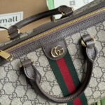 OPHIDIA LARGE BOSTON BAG 31 IN BEIGE EBONY GG BROWN CALFSKIN TRIM - Image 17