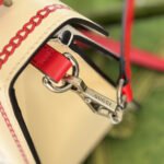 DYONYSUS SMALL TOP HANDLE BAG 24 IN BEIGE MIX RED CALFSKIN DRAGON PRINT - Image 4