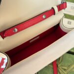DYONYSUS SMALL TOP HANDLE BAG 24 IN BEIGE MIX RED CALFSKIN DRAGON PRINT - Image 8