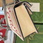 DYONYSUS SMALL SHOULDER BAG 25 IN BEIGE MIX RED CALFSKIN DRAGON LOGO PRINT - Image 16