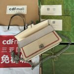 DYONYSUS SMALL SHOULDER BAG 25 IN BEIGE MIX RED CALFSKIN DRAGON LOGO PRINT - Image 17