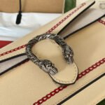DYONYSUS SMALL SHOULDER BAG 25 IN BEIGE MIX RED CALFSKIN DRAGON LOGO PRINT - Image 9