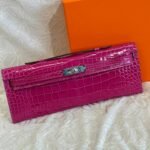 KELLY CUT 31 IN MAGENTA PURPLE SHINNY ALLIGATOR LEATHER WITH SILVER HARDWARE - Image 7