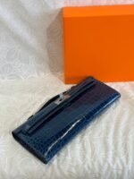 KELLY CUT 31 IN NAVY BLUE SHINNY ALLIGATOR LEATHER WITH SILVER HARDWARE - Image 8