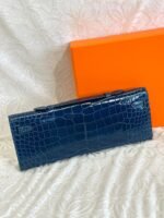KELLY CUT 31 IN NAVY BLUE SHINNY ALLIGATOR LEATHER WITH SILVER HARDWARE - Image 9
