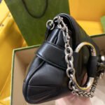 HORSEBIT CHAIN HANDBAG 38 IN BLACK CALFSKIN SILVER HARDWARE - Image 5