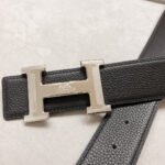 HM BELT BUCKLE & REVERSIBLE BLACK LEATHER STRAP 38 MM SILVER HARDWARE - Image 12