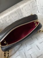 CAMERA BAG 18 IN BLACK QUILTED LAMBSKIN DOUBLE C GOLD COIN - Image 7