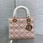 MEDIUM LADY BAG 20 IN BABY PINK QUILTED MACROCANNAGE CALFSKIN WHITE STRAP - Image 10