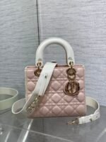 MEDIUM LADY BAG 20 IN BABY PINK QUILTED MACROCANNAGE CALFSKIN WHITE STRAP - Image 13