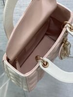 MEDIUM LADY BAG 20 IN BABY PINK QUILTED MACROCANNAGE CALFSKIN WHITE STRAP - Image 14