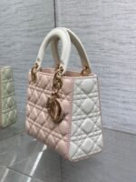MEDIUM LADY BAG 20 IN BABY PINK QUILTED MACROCANNAGE CALFSKIN WHITE STRAP - Image 7