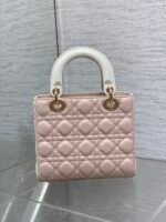 MEDIUM LADY BAG 20 IN BABY PINK QUILTED MACROCANNAGE CALFSKIN WHITE STRAP - Image 17