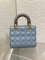 MEDIUM LADY BAG 20 IN BABY BLUE QUILTED MACROCANNAGE CALFSKIN GREY STRAP - Image 14