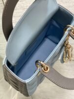 MEDIUM LADY BAG 20 IN BABY BLUE QUILTED MACROCANNAGE CALFSKIN GREY STRAP - Image 16