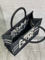 MEDIUM BOOK TOTE 36 IN BLACK MIX WHITE CANVAS 226507 - Image 14