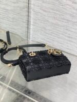 MINI LADY BAG 16 IN BLACK SATIN AND CALFSKIN WITH BEADED DESIGN - Image 14