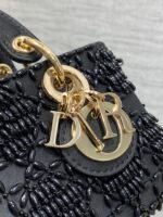 MINI LADY BAG 16 IN BLACK SATIN AND CALFSKIN WITH BEADED DESIGN - Image 6