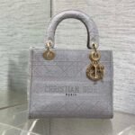 SMALL 24 LADY BAG IN PALE GRAY CANVAS - Image 10