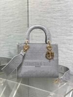 SMALL 24 LADY BAG IN PALE GRAY CANVAS - Image 11