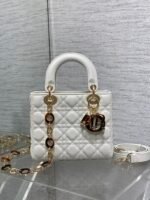SMALL 20 LADY BAG IN WHITE MACROCANNAGE LAMBSKIN WITH GOLD HARDWARE - Image 12