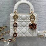 MINI 17 LADY BAG IN WHITE MACROCANNAGE LAMBSKIN WITH GOLD HARDWARE - Image 10