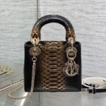 MINI 17 LADY BAG IN BLACK MIX COFFEE BROWN SNAKESKIN PATTERN LAMBSKIN - Image 10