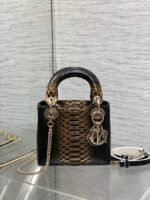 MINI 17 LADY BAG IN BLACK MIX COFFEE BROWN SNAKESKIN PATTERN LAMBSKIN - Image 11
