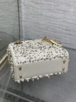 MINI 17 LADY BAG IN WHITE SATIN EMBROIDERED WITH BEADS 226310 - Image 5