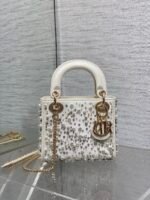 MINI 17 LADY BAG IN WHITE SATIN EMBROIDERED WITH BEADS 226310 - Image 2