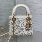 MINI 17 LADY BAG IN WHITE SATIN EMBROIDERED WITH BEADS 226310 - Image 10
