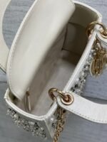 MINI 17 LADY BAG IN WHITE SATIN EMBROIDERED WITH BEADS 226310 - Image 7