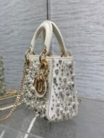 MINI 17 LADY BAG IN WHITE SATIN EMBROIDERED WITH BEADS 226310 - Image 13