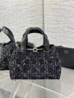 MINI 23 TOUJOURS BAG IN BLACK MIX WHITE CANNAGE TWEED WITH GOLD HARDWARE - Image 11