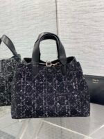 MEDIUM 28 TOUJOURS BAG IN BLACK MIX WHITE CANNAGE TWEED WITH GOLD HARDWARE - Image 2