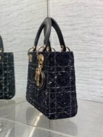 MINI 20 LADY BAG IN BLACK MIX WHITE CANNAGE TWEED WITH GOLD HARDWARE - Image 13